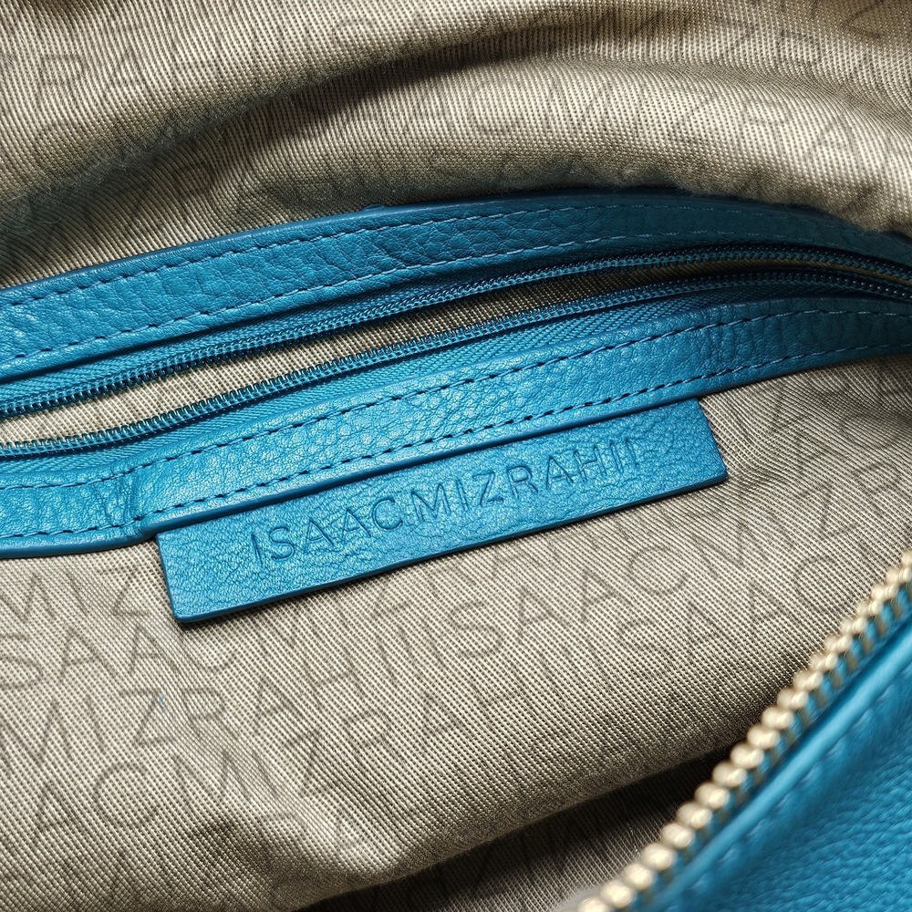 Isaac Mazrahi Bridgehampton Teal Leather Hobo Bag - Picture 8 of 12